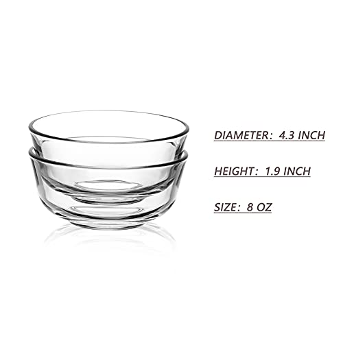 Sweejar Small Glass Bowls Set, 8 oz Prep Bowls for Cooking, 4 inch Bowls for Kitchen, Dessert Bowls for Ice Cream, Serving Bowls for Dipping, 10 pack