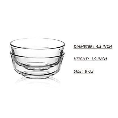 Sweejar Small Glass Bowls Set, 8 oz Prep Bowls for Cooking, 4 inch Bowls for Kitchen, Dessert Bowls for Ice Cream, Serving Bowls for Dipping, 10 pack