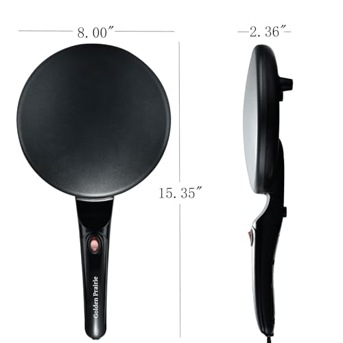 Electric Crepe Maker, 8" Crepe Pan Nonstick with Batter Spreader & Dipping Tray, 800W Quick Heat-Up & Auto Temperature Control for Perfect Pancakes, PFOA & BPA Free, Easy Clean Portable Griddle