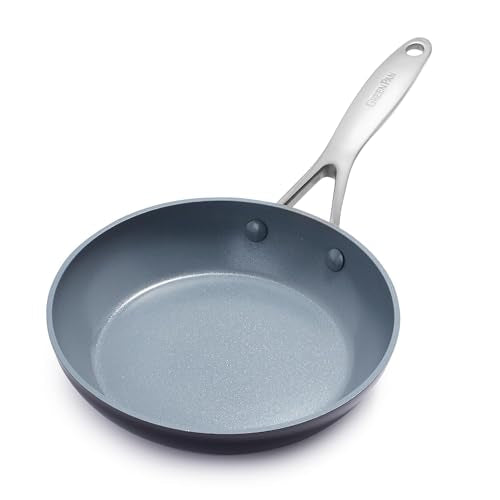 GreenPan Valencia Pro Hard Anodized Healthy Ceramic Nonstick 8" Frying Pan Skillet, PFAS-Free Cookware, Stainless Steel Handle, Induction Suitable, Dishwasher Safe, Oven Safe, Gray