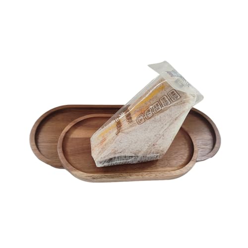 Oval Wood Serving Trays Set, Large Natural Wooden Serving Platters, Charcuterie Plates Board Snack Dessert Appetizer Serving Tray for Bread Cheese, Food Fruit Dishes, Kitchen Home Decor (2 Pack)