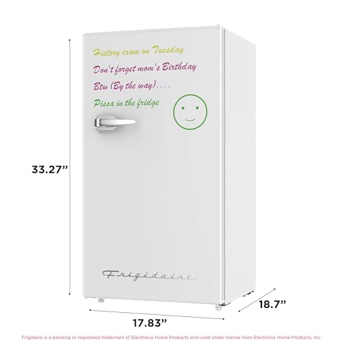 Frigidaire EFR331-WHITE 3.2 Cu ft Eraser Board Mini Compact Dorm Fridge (White)