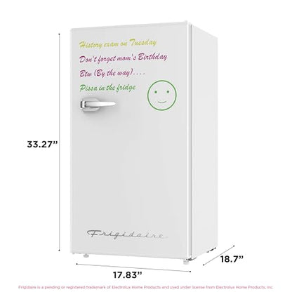 Frigidaire EFR331-WHITE 3.2 Cu ft Eraser Board Mini Compact Dorm Fridge (White)