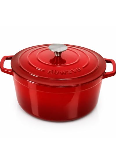 Nuwave 6QT Healthy Enameled Cast Iron Dutch Oven Pot with Lid, Heavy Duty 7-Layer Enamel, Enhanced Rust Protection, Dual Handles, Oven Safe to 500°F for Sourdough Bread Baking, Braise, Stew, Roast