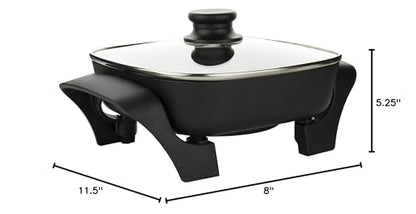 8-Inch Nonstick Electric Skillet with Glass Lid