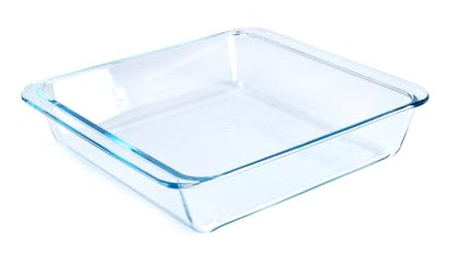 Classic Tempered Glass Baking Dish, Square Borosilicate Glass Baking Pan. Oven, Microwave, Refrigerator and Dishwasher Safe. -2.4L
