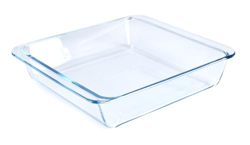 Classic Tempered Glass Baking Dish, Square Borosilicate Glass Baking Pan. Oven, Microwave, Refrigerator and Dishwasher Safe. -2.4L