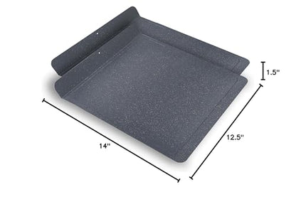 casaWare 2pc Large Flat Baking Cookie Sheet, 12.5 x 14-inch with a 1.5-inch Handle, Ceramic Non-Stick Coating (Silver Granite)