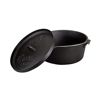 Stansport's Cast Iron Dutch Oven with Lid (16033) - Large 8 Quart Capacity, Durable Cast Iron Construction, Perfect for Outdoor Cooking, Home Kitchen and Camping Trips, Flat Bottom Design