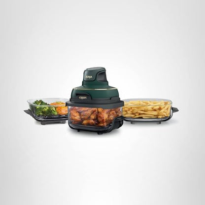 Ninja Crispi 5-in-1 Glass Air Fryer | With Nontoxic 2.5 QT, 4QT, 6-Cup Containers & Lids | Microwave, Freezer & Dishwasher Safe | 450°F Max Temp | Green | FN103BF