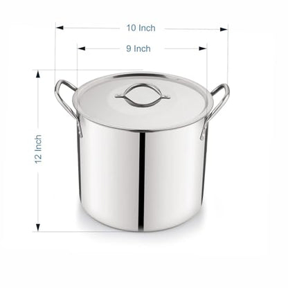 8-Qt Stainless Steel Stock Pot with Metal Lid, Ultra Durable, Stay-Cool Handles, Hand Wash Only - Fast Even Heat Distribution, Large Capacity for Family Meals & Batch Cooking