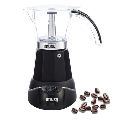 IMUSA 6 or 3 Cup Electric Espresso Maker Black Coffee Machine for Cuban Coffee, Moka and Espresso Drinks