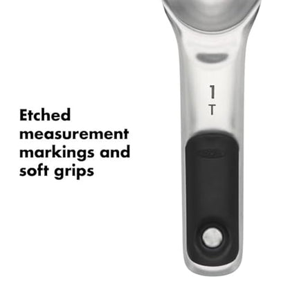 OXO Good Grips 4 Piece Stainless Steel Measuring Spoons with Magnetic Snaps