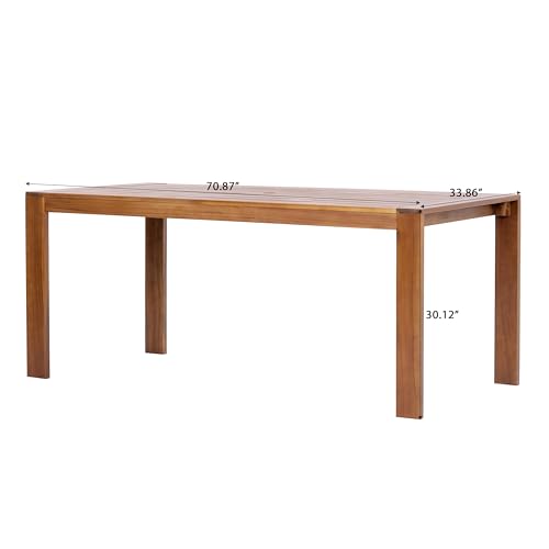 Christopher Knight Home Balew Acacia Wood Patio Dining Set for 4, Solid Wood Outdoor Dining Table Set for 4, 5 Piece Outdoor Dining Set with Rectangular Table and Woven Rope Accents, Teak+Beige