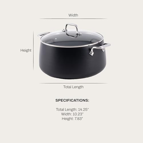 All-Clad HA1 Expert Hard Anodized Nonstick Stock Pot with Lid (8 Qt) For Pasta, Soup, Dishwasher-Safe, Oven-Safe Up to 500°F Compatible with All Stovetops (Gas, Electric & Induction) - Black