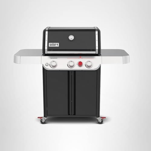 Weber Genesis E-325 Liquid Propane Gas Grill for Outdoor Cooking, 3 Burners, Black – Porcelain-Enameled, Cast-Iron Grates, PureBlu Burners & Sear Zone