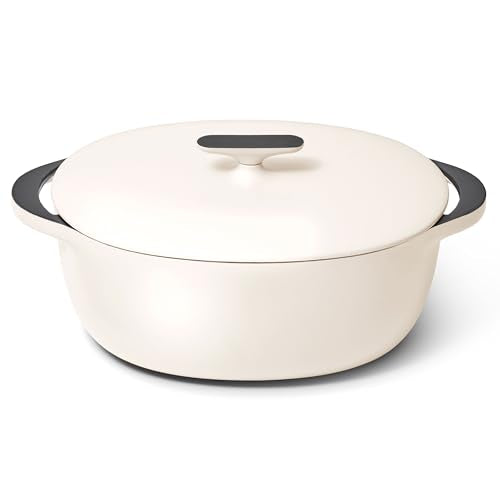Caraway Enameled Cast Iron Dutch Oven - 8qt Dutch Oven With Lid - 3 Layer Enamel Coating - No Seasoning Required - Compatible With All Stovetops - Oven Safe - No Forever Chemicals - Cream