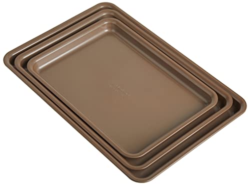 Anolon Gourmet Nonstick Bakeware Set with Nonstick Cookie Sheets / Baking Sheets - 3 Piece, Bronze Brown