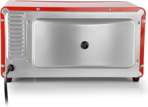 9.5 Quart Electric Countertop Toaster Oven, Compact Red Kitchen Oven with Adjustable Temperature & Quartz Heating (Red)