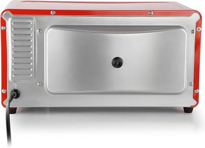 9.5 Quart Electric Countertop Toaster Oven, Compact Red Kitchen Oven with Adjustable Temperature & Quartz Heating (Red)