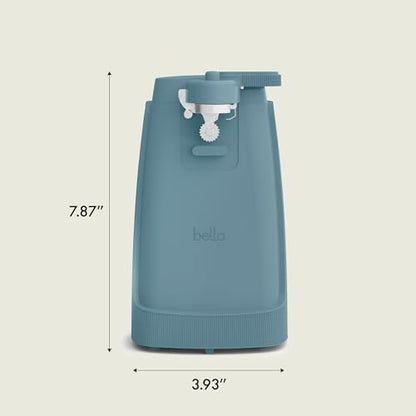 bella Electric Can Opener and Knife Sharpener, Removable Cutting Lever, Cord Storage, Stainless Steel Blade, Surf