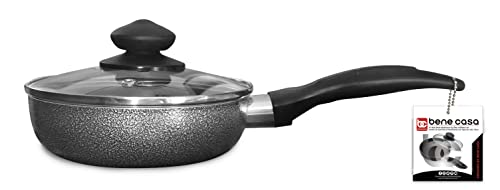 Bene Casa - Black Nonstick Aluminum Frying Pan with Glass Lid (6") - Dishwasher Safe for Easy Cleaning