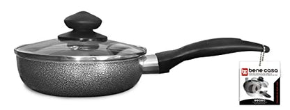 Bene Casa - Black Nonstick Aluminum Frying Pan with Glass Lid (6") - Dishwasher Safe for Easy Cleaning
