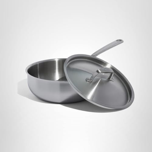 Made In Cookware | 3 Quart Stainless Steel Saucier Pan | 5 Ply Stainless Clad | Professional Cookware | Crafted in Italy | Induction Compatible