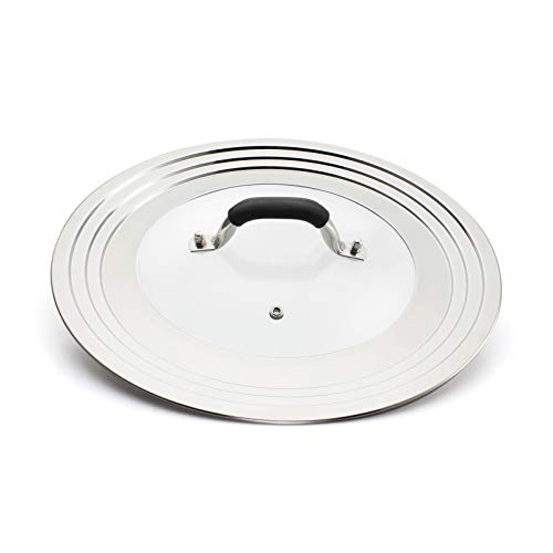 HOMVIDA 15 inch Large Universal Lid for 11-15" Pans Pots, Stainless Steel Pan Lid Cover for 11 12 13 14 15 In Cast Iron Skillets Frying Pans Woks