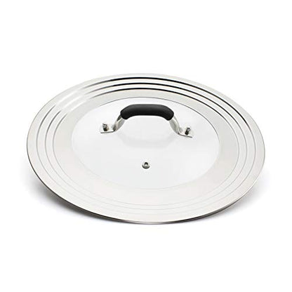 HOMVIDA 15 inch Large Universal Lid for 11-15" Pans Pots, Stainless Steel Pan Lid Cover for 11 12 13 14 15 In Cast Iron Skillets Frying Pans Woks