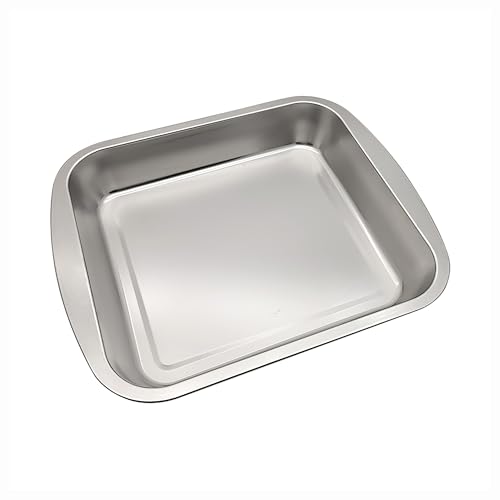 Fox Run Stainless Steel Roasting Pan, 16" x 13" Rectangular Oven Baking Pan