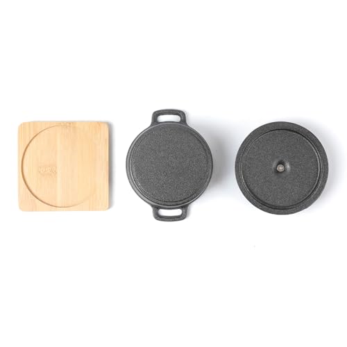 HAWOK Cast Iron Mini Dutch Oven with Lid Sauce pan Melting pot 270ml/9.13oz/1.08cup Black Set of 6
