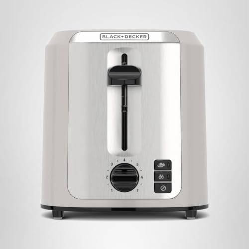 BLACK+DECKER 2-Slice Toaster, Extra-Wide Slots, 7 Shade Settings, Bagel & Frozen Functions, Removable Crumb Tray, Baked Stone