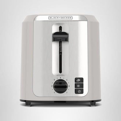 BLACK+DECKER 2-Slice Toaster, Extra-Wide Slots, 7 Shade Settings, Bagel & Frozen Functions, Removable Crumb Tray, Baked Stone