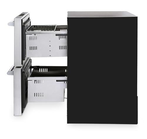 NewAir 24” Dual Zone Outdoor Beverage Fridge and Freezer | Freestanding or Built-In Under counter Refrigerator for Outside Patio | Dual Drawers that Refrigerate and Freeze | Stainless Steel
