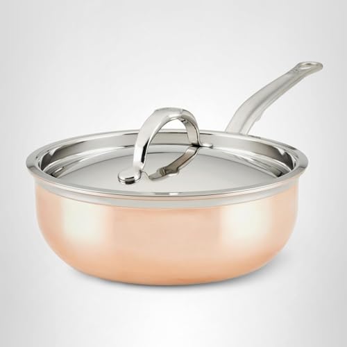 Hestan - CopperBond Collection - Copper Saucier Pan with Lid, Induction Cooktop Compatible, 2-Quart