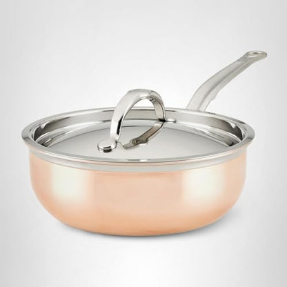 Hestan - CopperBond Collection - Copper Saucier Pan with Lid, Induction Cooktop Compatible, 2-Quart