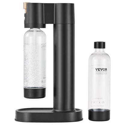 VEVOR Sparkling Water Maker, Soda Maker Machine for Home Carbonating, Seltzer Water Starter Kit with 2 BPA-free 1L PET Bottles, Compatible with Mainstream Screw-in 60L CO2 Cylinder(NOT Included) Black