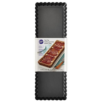 Wilton Extra Long Non-Stick Tart and Quiche Pan, the Fluted Edges on Your Tarts and Quiches will Add a Touch of Flair, 14 x 4.5-Inch
