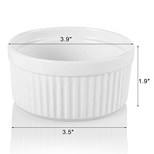 Foraineam 12 Pieces 8 oz Porcelain Souffle Dishes, Oven Safe Ramekins White Bakeware Set Dessert Custard Baking Dishes Cups for Baking, Cooking, Serving and More