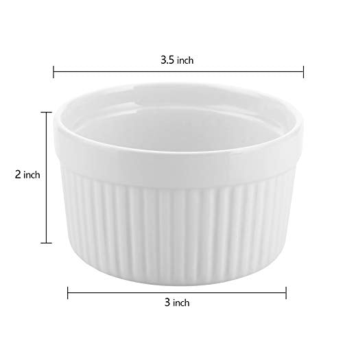 Foraineam 12 Pack 6 oz Ramekins Bakeware 6 Colors Porcelain Souffle Dishes Dessert Custard Baking Cups for Souffle, Creme Brulee and Ice Cream