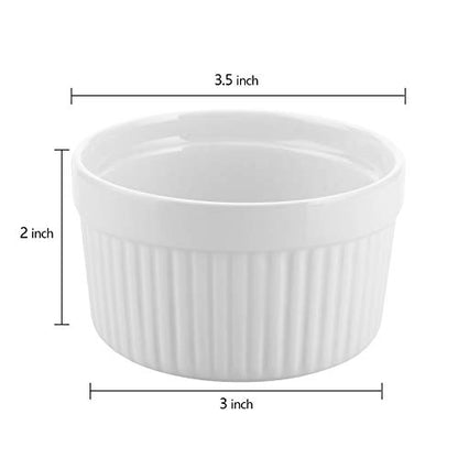 Foraineam 12 Pack 6 oz Ramekins Bakeware 6 Colors Porcelain Souffle Dishes Dessert Custard Baking Cups for Souffle, Creme Brulee and Ice Cream