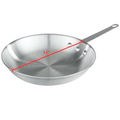 Chef Approved 14" Fry Pan | Fry Sauté Steak Pan Skillet with Firm Grip Rivet Handle for Kitchen Restaurant Diner Buffet | Gas Oven Ceramic Cooktop Compatible | Hand Wash Only, Aluminum, Natural Finish