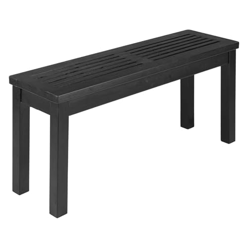 VINGLI Outdoor Wooden Bench, 40” Porch Bench Outdoor Backless Garden Bench, Small Outdoor Bench for Deck Patio Entryway (Black, 40in)