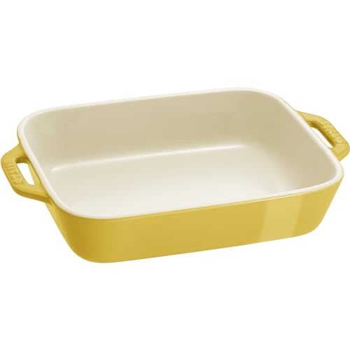 Staub Ceramic Rectangular Baking Dish Set, Casserole Dish, 2-Piece, Citron