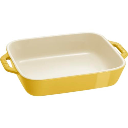 Staub Ceramic Rectangular Baking Dish Set, Casserole Dish, 2-Piece, Citron
