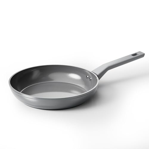 Sanho 10 Inch Frying Pan Nonstick, PFOS/PFOA/PTFE-Free Healthy Ceramic Coating, Induction Compatible Cookware for All Stovetops, Dishwasher Safe, Gray