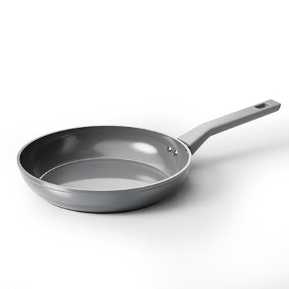 Sanho 10 Inch Frying Pan Nonstick, PFOS/PFOA/PTFE-Free Healthy Ceramic Coating, Induction Compatible Cookware for All Stovetops, Dishwasher Safe, Gray