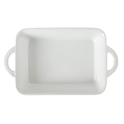 Gibson Home Gracious Dining 2.5-Quart White Stoneware Baking Dish with Handles – 14.6 x 8.5-Inch Rectangular Oven Safe Casserole & Roasting Baker