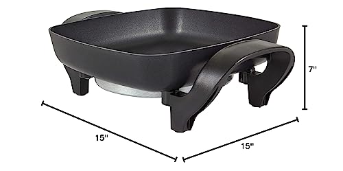 NESCO ES‑08 Electric Skillet for Everyday Home Cooking, Black Large Nonstick Skillet with Adjustable Temperature Control